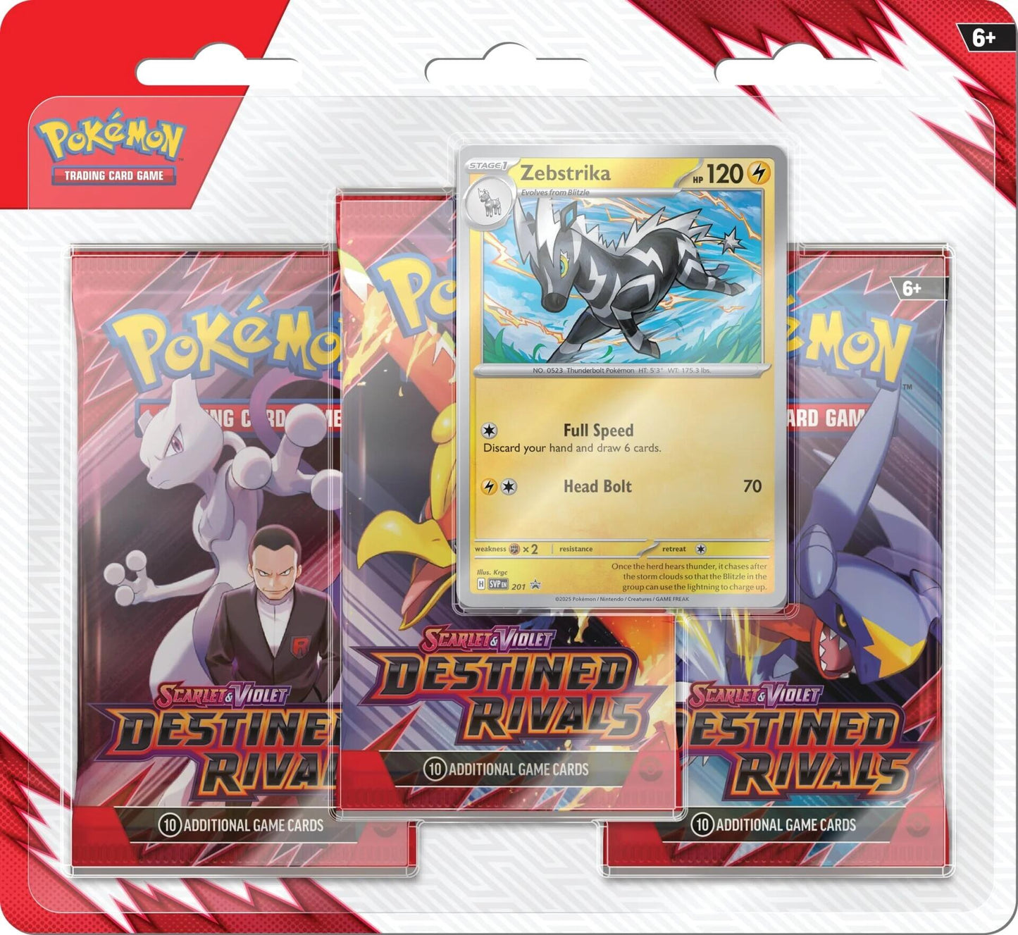 Pokémon TCG: Scarlet & Violet: Destined Rivals - 3 Pack Blister (Zebstrika)
