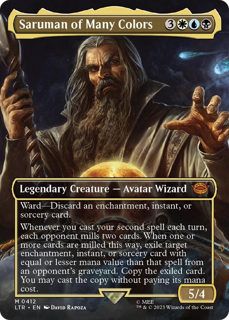 Saruman of Many Colors (Borderless Alternate Art) [The Lord of the Rings: Tales of Middle-Earth]- FOIL