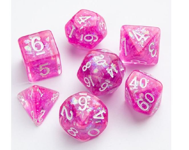 Dice: 7 pc: Candy-like Series: Rasberry (ML)