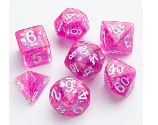 Dice: 7 pc: Candy-like Series: Rasberry (ML)