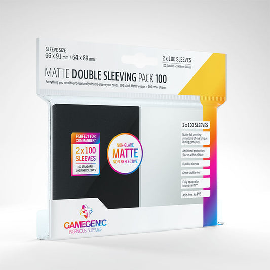 GAMEGENIC: MATTE DOUBLE SLEEVING PACK 100 - SLEEVE SIZE 66MM X 91MM
